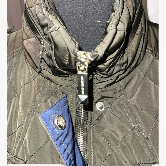 Michael Kors Woman’s Green With Gold Zippers Quilted  Hooded Jacket Size Xl - Picture 7 of 14